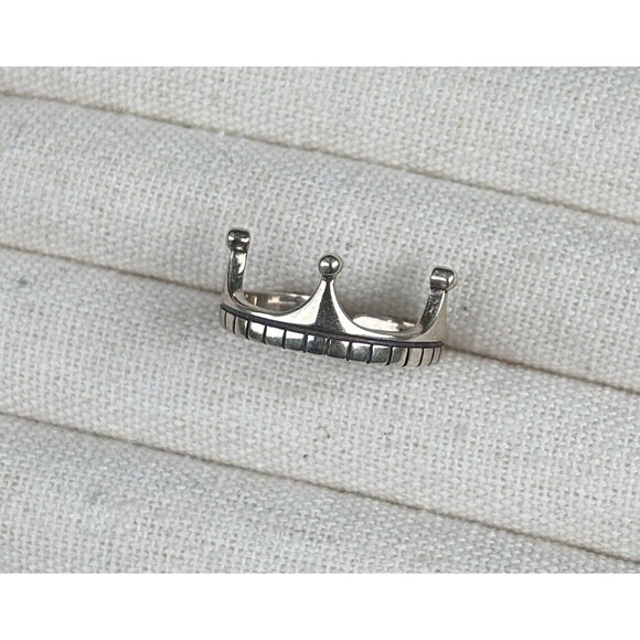 Brand New 925 Sterling Silver Crown Open Ring Adjustable Size 7 - Picture 4 of 6